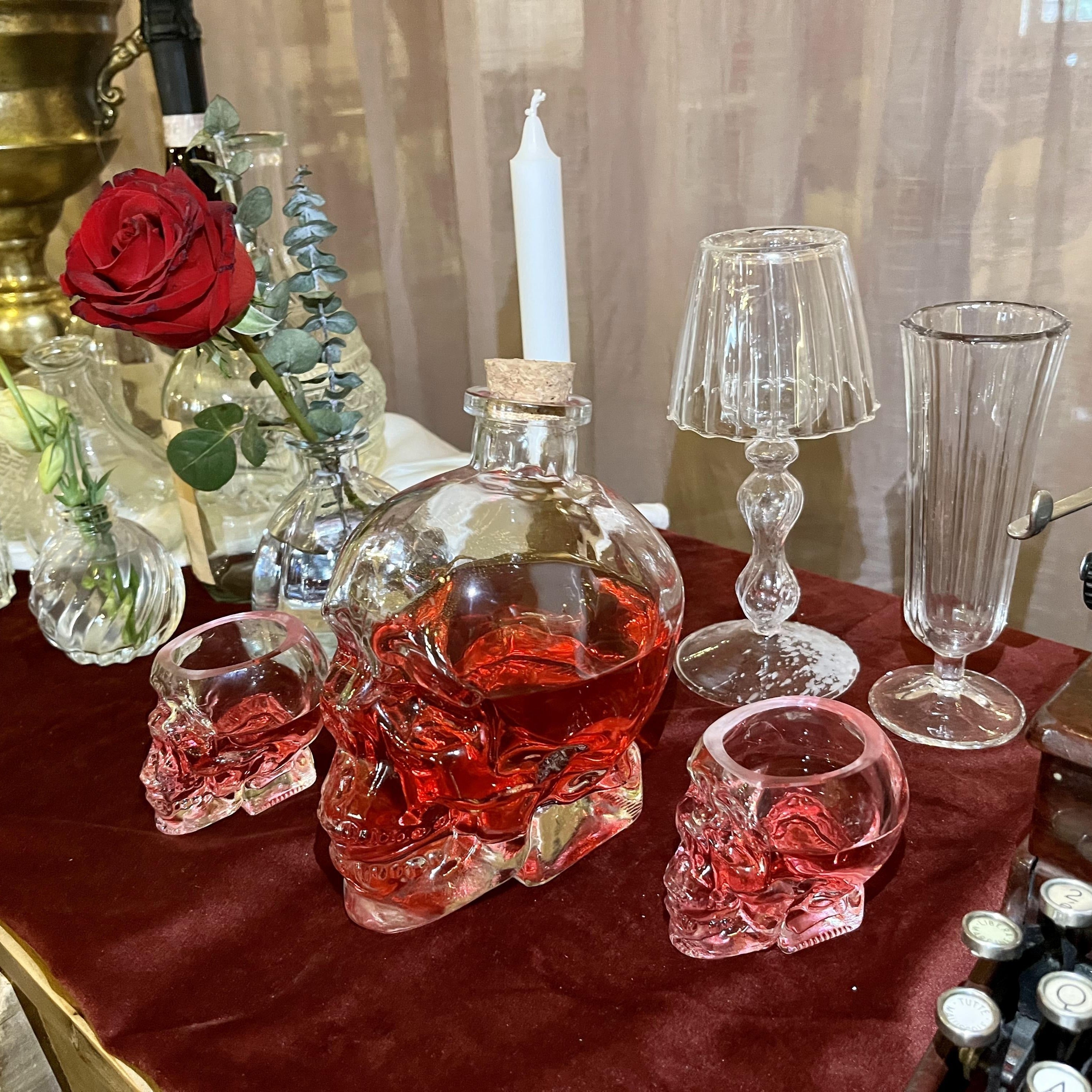 2-Piece Skull Decanter Set - 750ml Crystal Wine Decanter-2