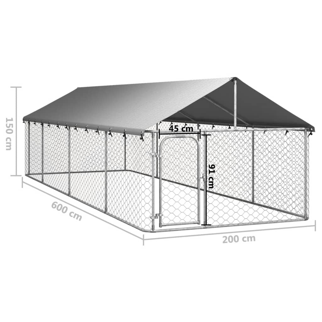 NNEVL Outdoor Dog Kennel with Roof 600x200x150 cm