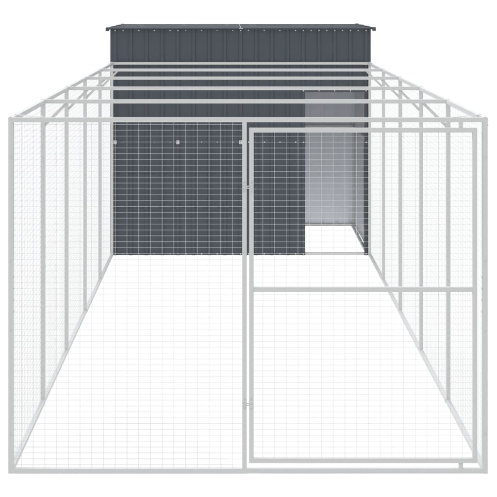 NNEVL Dog House with Run Anthracite 214x661x181 cm Galvanised Steel