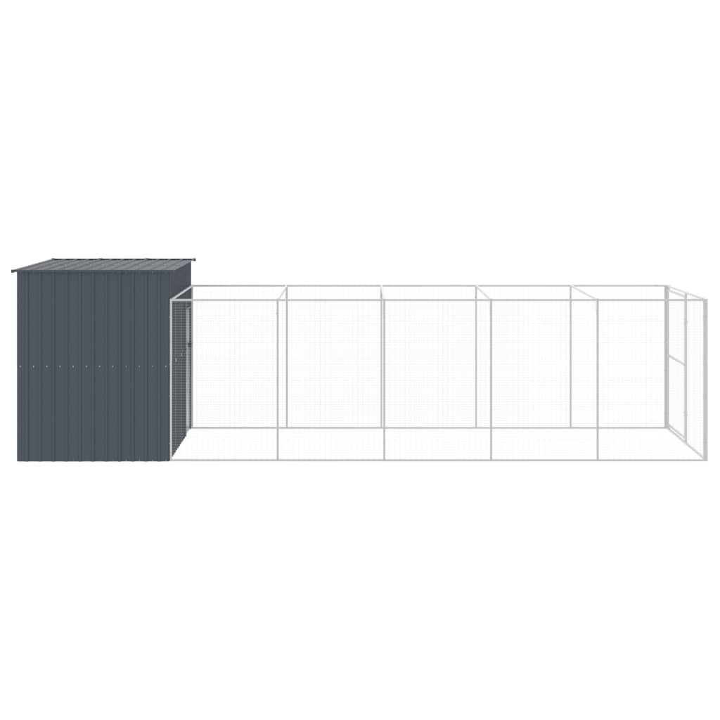 NNEVL Dog House with Run Anthracite 214x661x181 cm Galvanised Steel