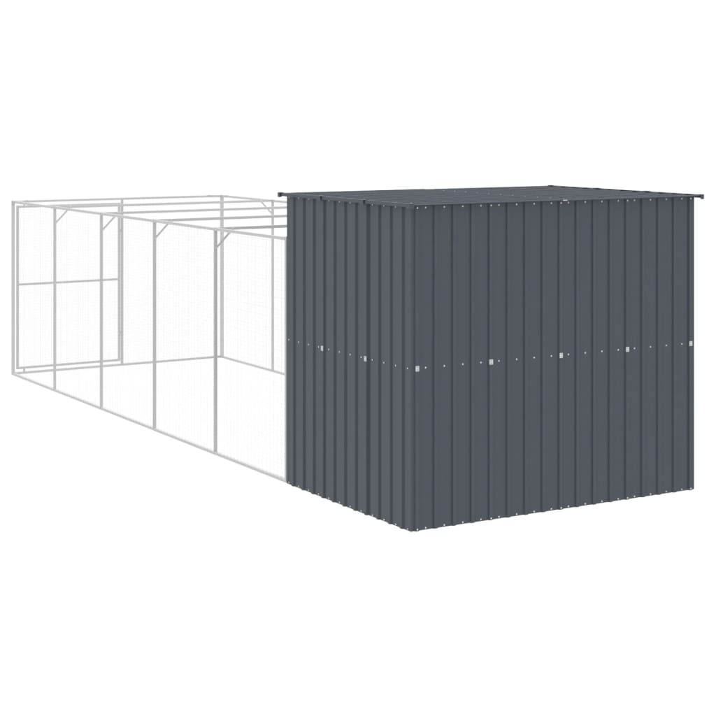 NNEVL Dog House with Run Anthracite 214x661x181 cm Galvanised Steel