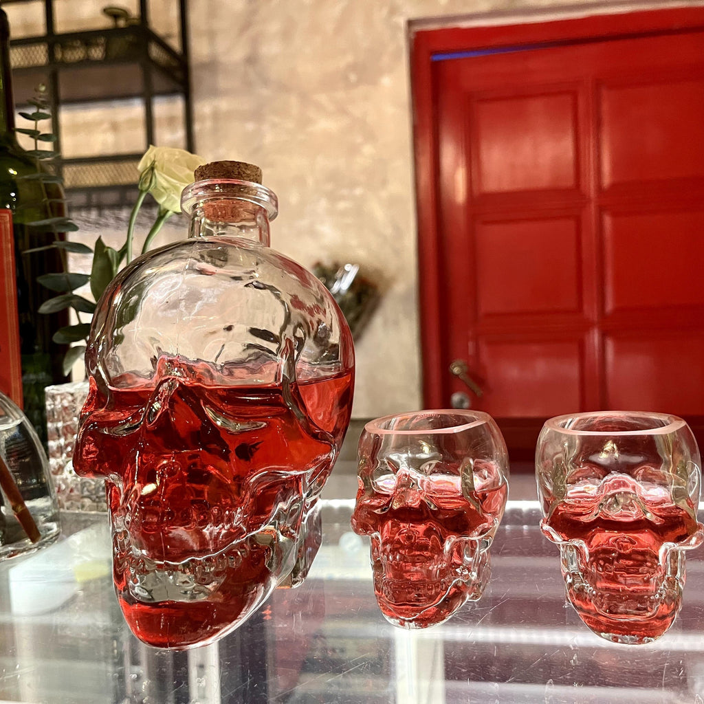 2-Piece Skull Decanter Set - 750ml Crystal Wine Decanter-1