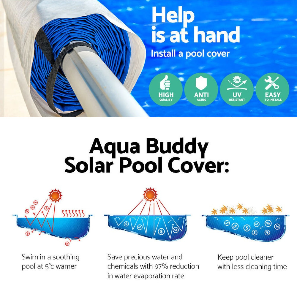 NNEDSZ  10.5x4.2m Solar Swimming Pool Cover Roller Blanket Bubble Heater-4